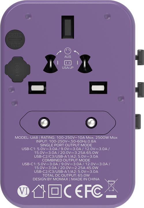Produktbild Momax 1-World 65W GaN AC Travel Adaptor (65 W)