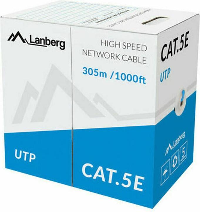 Actual product image Lanberg LCU5-10CC-0305-B Network cable 305 m Cat5e U/UTP (UTP) Blue (U/UTP, CAT5e, 305 m)