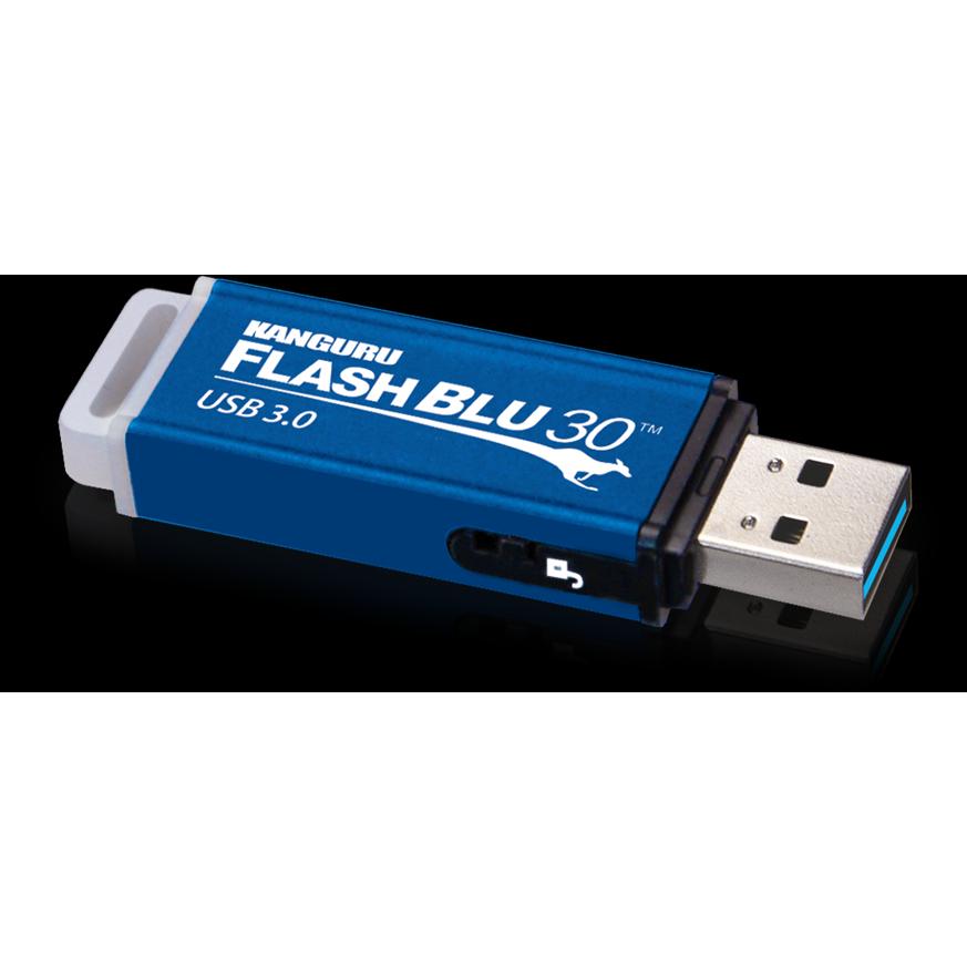 iStorage 16GB Kanguru FlashBlu30 (16 GB, USB 3.0), USB Stick, Blau