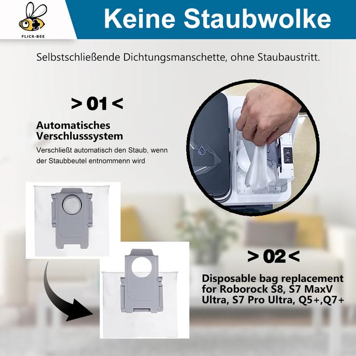 Image du produit Flickbee 3x Sacs pour aspirateur pour Roborock S8+/ S8 Pro Ultra/ S7 MaxV Ultra/ S7 Pro Ultra/ Q7+/ Q7 Max+/ (3 x)