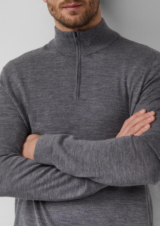 Produktbild s.Oliver Strickpullover Strickpullover aus reiner Merinowolle mit Troyer-Kragen (M)