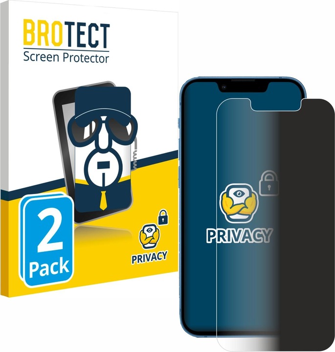BROTECT Anti-spy privacy film Blue light protection film (2 Piece, Apple iPhone 13 mini)