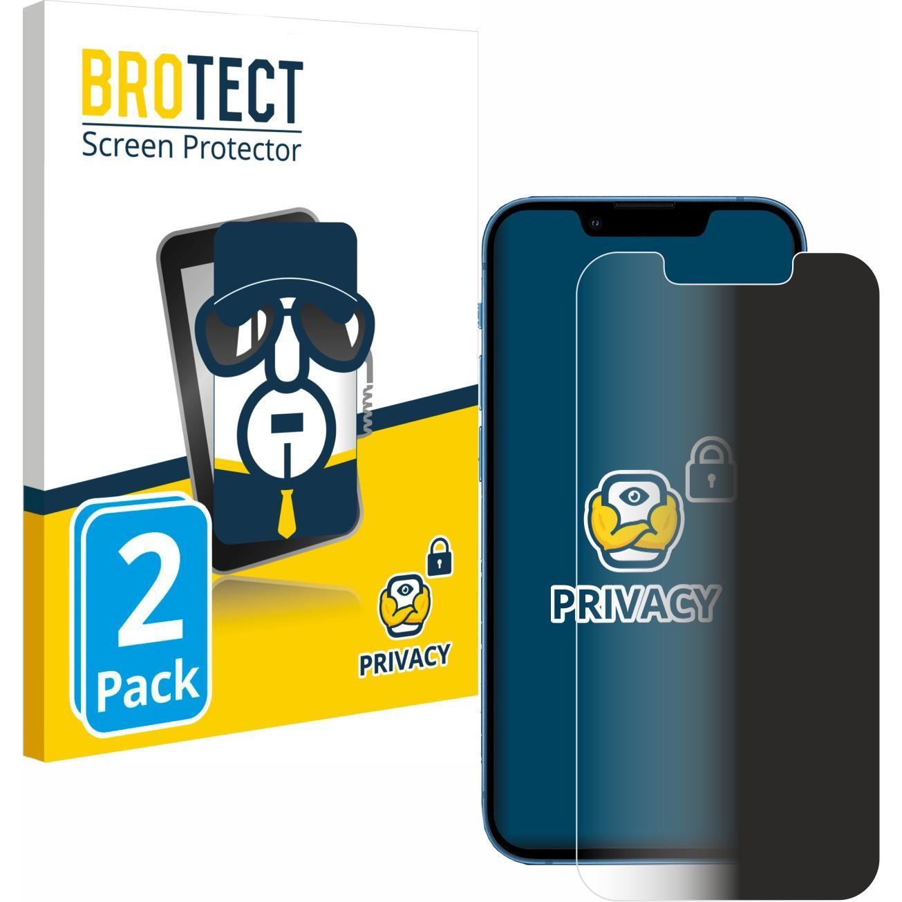 BROTECT Sichtschutzfolie Anti-Spy Privacy Folie Blaulicht-Schutz (2 Stück, Apple iPhone 13 mini), Smartphone Schutzfolie...