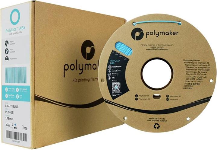 Actual product image Polymaker PolyLite ABS Hellblau 1,75 mm 1000 g (ABS, 1.75 mm, 1000 g)