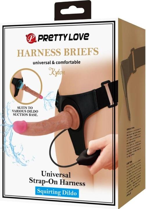Actual product image Pretty Love - Kyton Universal Harness Slip Mit Squirting Dildo 19 cm Mulato