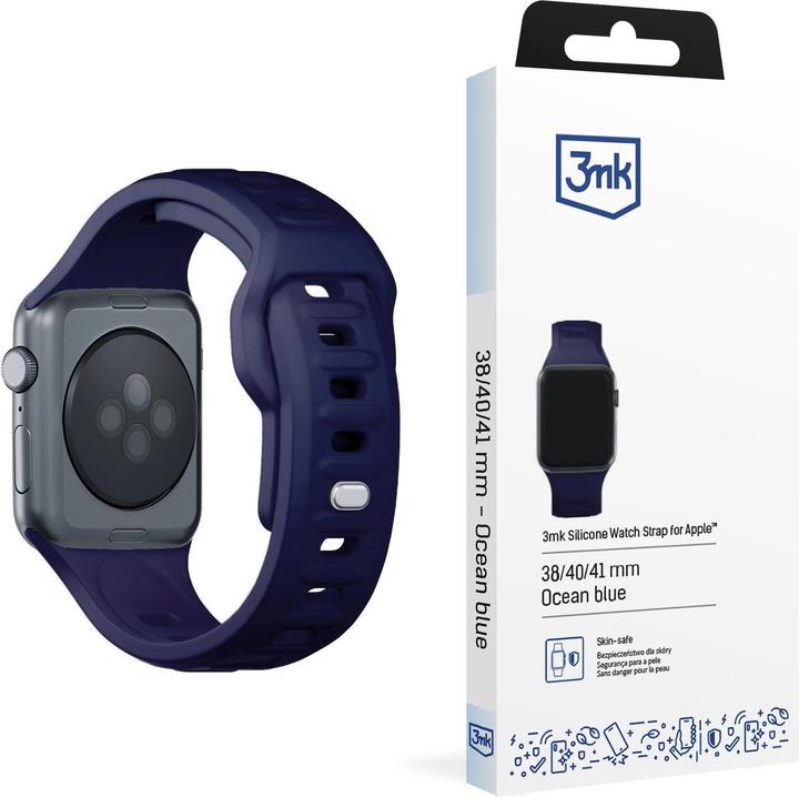 Immagine prodotto 3MK Cinturino in silicone granatowy/blu oceano dla Apple Watch 38/40/41mm (Acciaio inossidabile, Silicone)