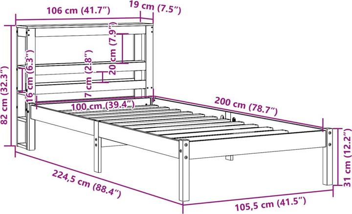 Image du produit vidaXL Bettgestell (100 x 200 cm)