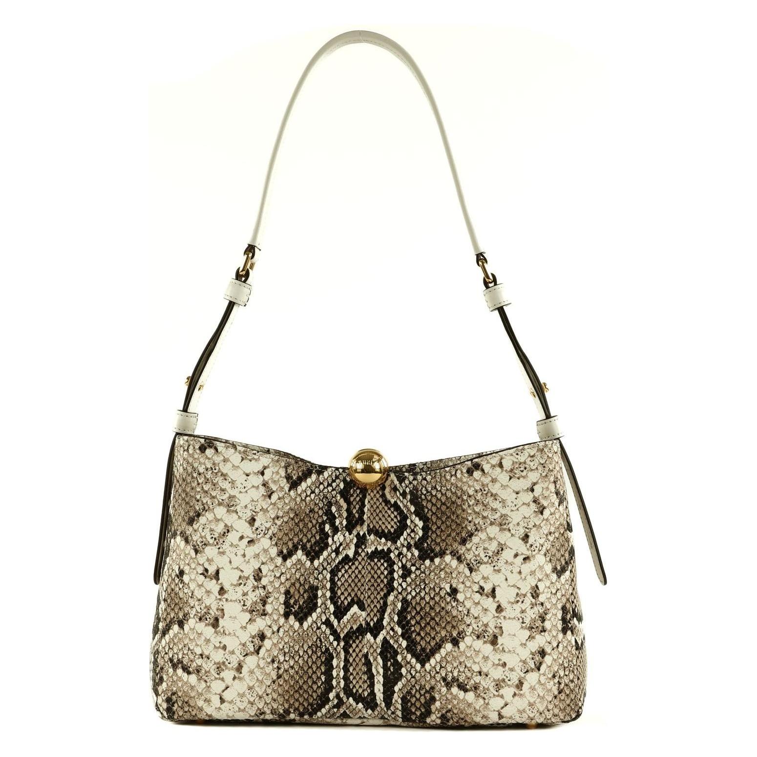 Furla, Damen, Handtasche, Sfera Soft Shoulder Bag, Beige, Schwarz, Braun