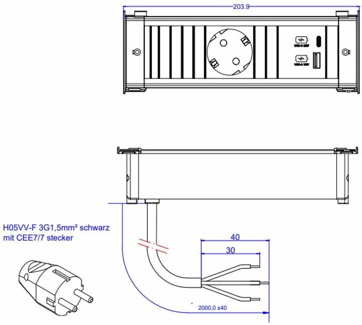 Image du produit Bachmann 927.712 (1x, CEE 7/3, 2 m)