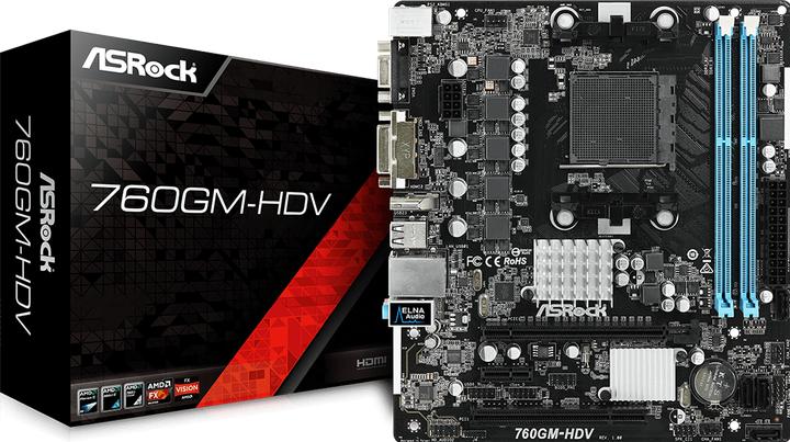 Produktbild AsRock 760GM-HDV (AM3, AM3+, AMD 760G, uATX)