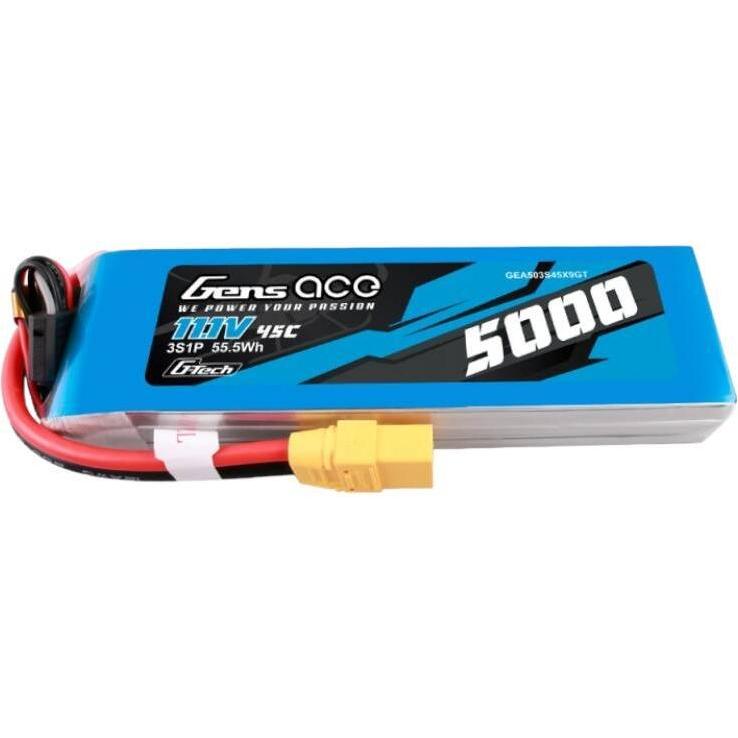 Gens Ace G-Tech 5000mAh 11.1V 45C 3S1P lipo battery with XT90 Plug (11.10 V, 5000 mAh)