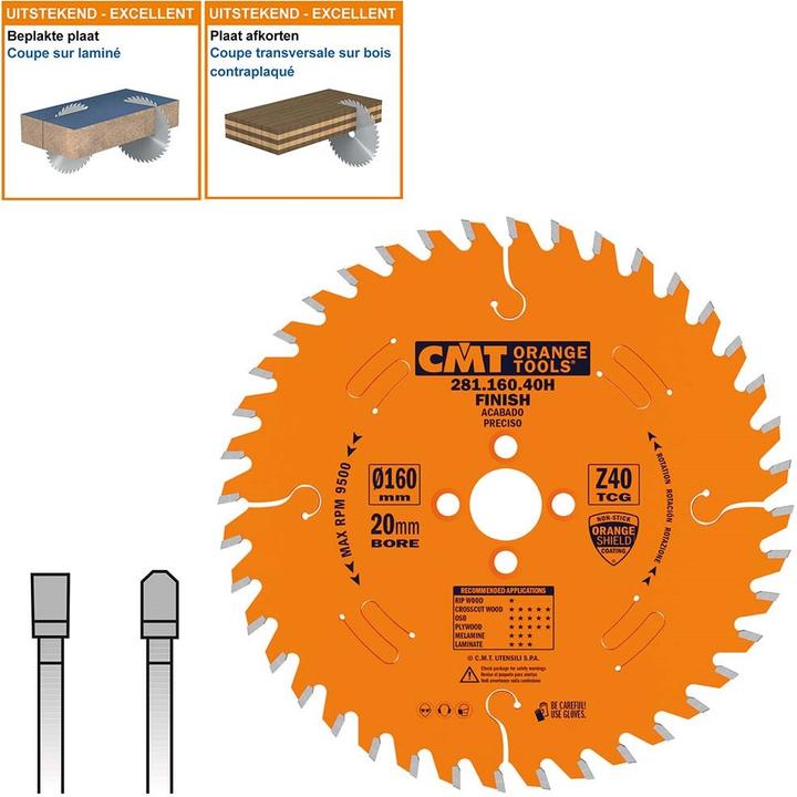 Produktbild CMT 281.160.40H Sägeblatt für Spanplatten / Melamin / Formica 160 x 20 x 40T