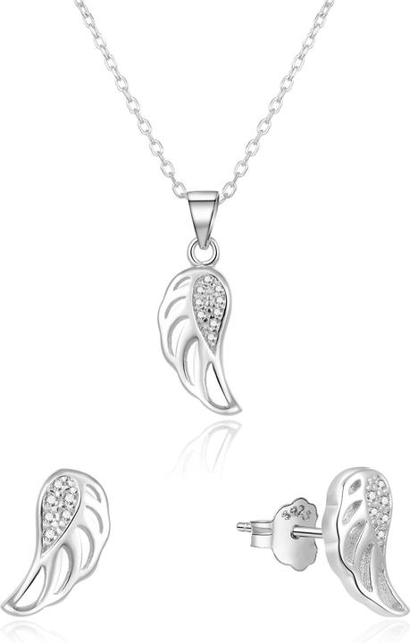 Actual product image Beneto Silver Jewelry Set Angel Wings AGSET64RL (Necklace, Earrings)