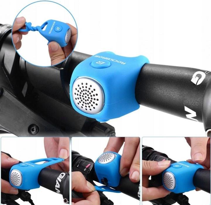 Actual product image Rockbros CB1709BU electronic bicycle bell - blue
