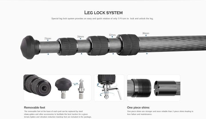 Actual product image Leofoto Summit LM-364C (Carbon, Metal)