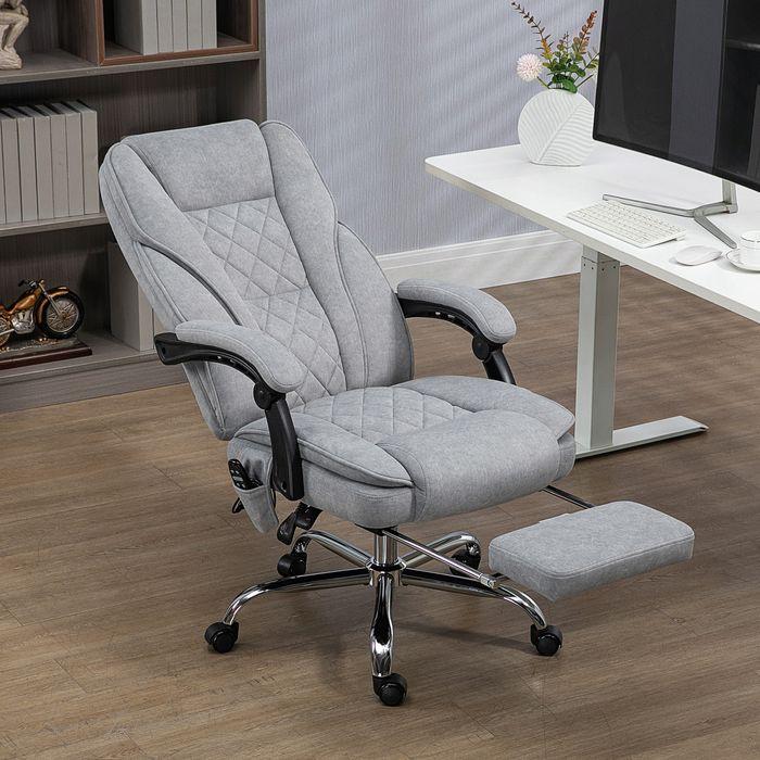 Produktbild Swisshandel24 Ergonomischer Bürostuhl mit Massagefunktion, Fussstütze, drehbar, rollbar, Grau