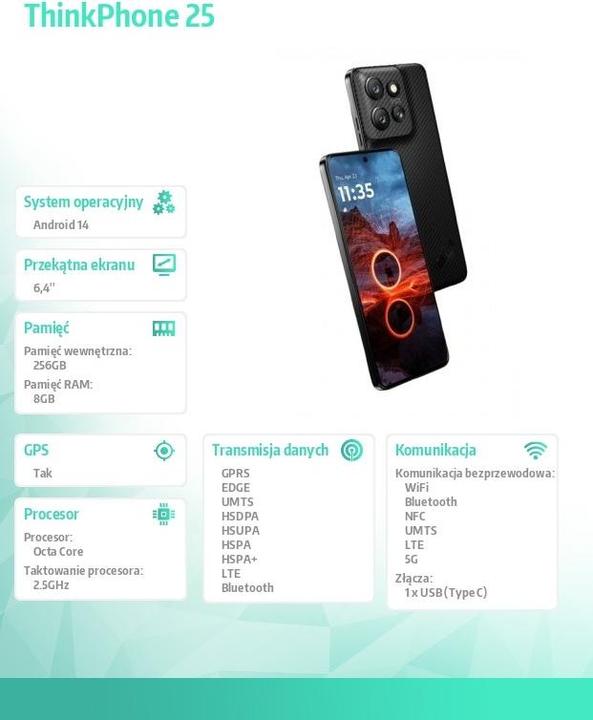 Produktbild Motorola ThinkPhone25 (256 GB, Black, 6.36", Dual SIM, 5G)