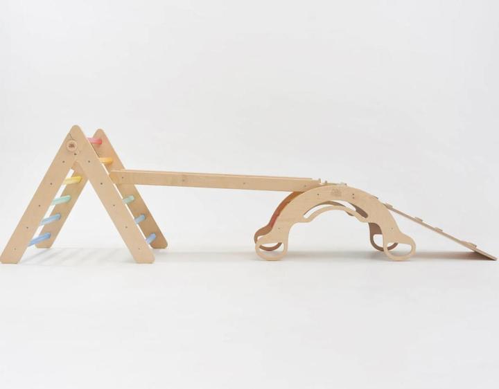 Actual product image Montessori Ladder + 2 double-sided boards + wooden swing set - colour light ® by busy kids