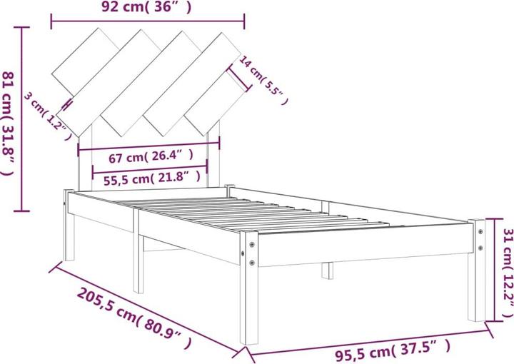 Image du produit vidaXL Bettrahmen (90 x 200 cm)
