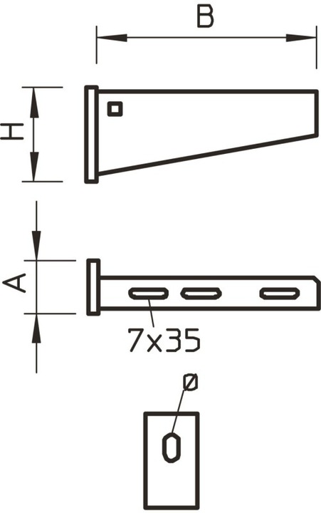 Produktbild OBO Bettermann OBO AW 55 21 A2 Wand/Stielausleger 210mm V2A m.Kopfplatte (Kabel)