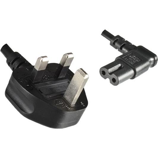 Dinic Netzkabel England UK Typ G 3A auf C7 gewinkelt (links, rechts), 0,75mm², Zulassung: ASTA, schwarz, L (1.80 m), Str...