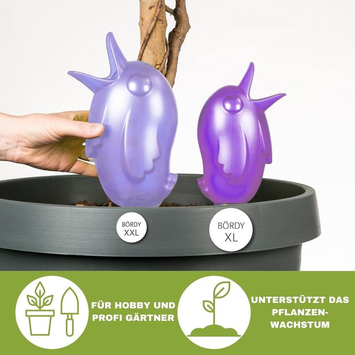 Actual product image Scheurich Water dispenser Bördy XL | 2 x purple | 220ml filling capacity | Watering ball large with clay base (Irrigation balls)