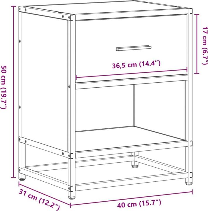 Produktbild VidaXL Nachttisch Nachtschrank Nachtkonsole Nachtkommode Schwarz Holzwerkstoff (40 x 31 x 50 cm)