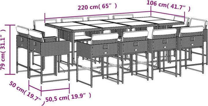 Produktbild vidaXL Garten Essgruppe (220 x 106 x 73 cm)