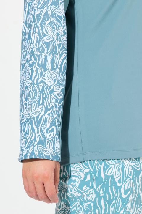 Actual product image Ulla Popken Floral Detail Troyer Collar Thermal Tee (42, 44)