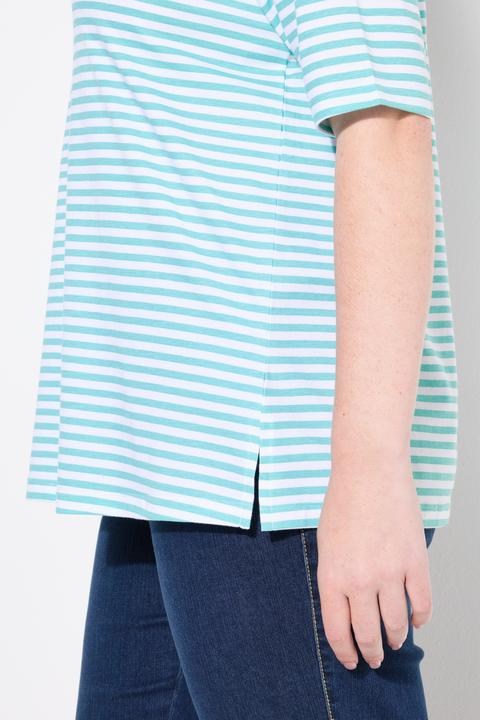 Produktbild Ulla Popken T-Shirt, Bretonringel, U-Boot-Ausschnitt, Halbarm (56)