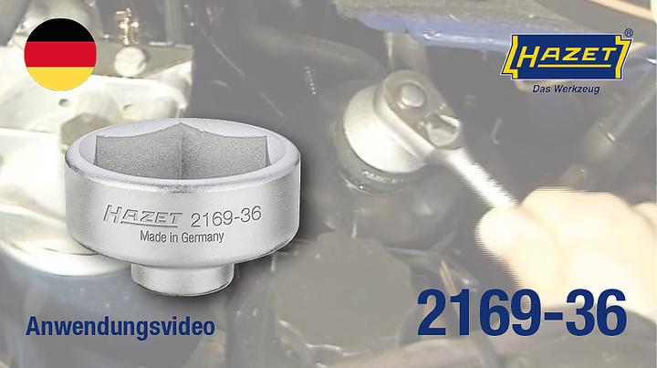 Produktbild HAZET Ölfilter-Schlüssel 2169-36 ∙ Vierkant10 mm (3/8 Zoll) ∙ Aussen Sechskant Profil ∙ 49.5 mm