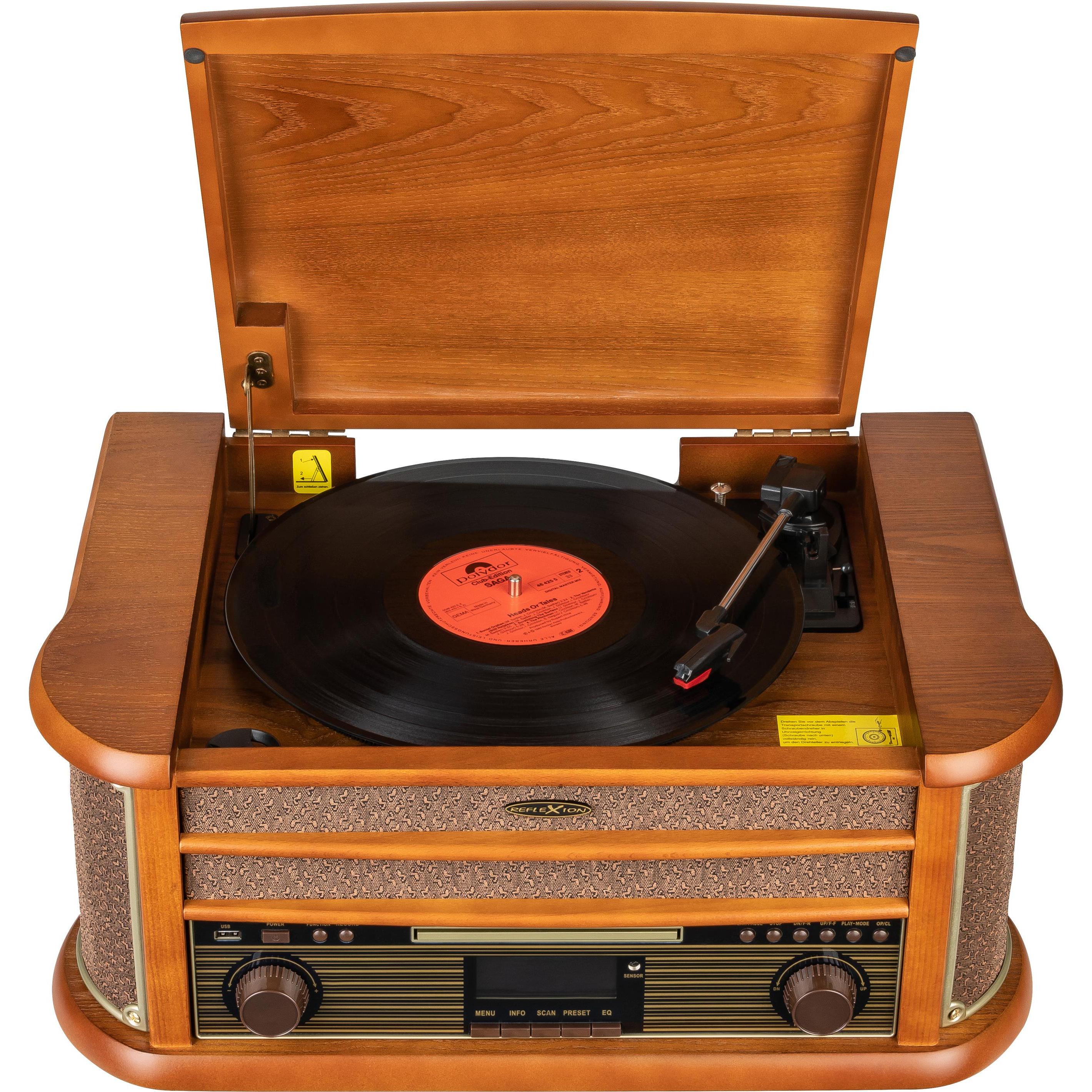 Reflexion HIF2002 (Bluetooth, Giradischi, Lettore CD, Nastro adesivo, 2x 40 W), Impianto stereo, Marrone