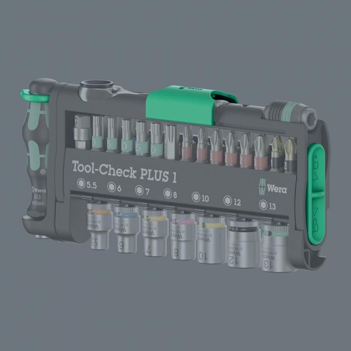 Productafbeelding Wera Gereedschap-Check Plus 1 (TX40, TX30, TX25, TX20, TX15, TX10, PZ3, PZ2, PZ1, PH3, PH2, PH1, 13,0 mm, 12,0 mm, 10,0 mm, 7 mm, 6 mm, 8 mm, 5,5 mm, 5 mm, 4 mm, 3 mm)