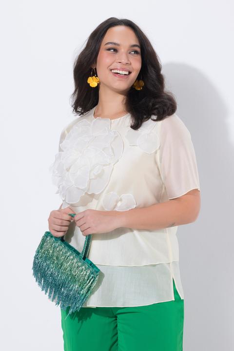 Actual product image Ulla Popken Floral Chiffon Applique Blouse (44)