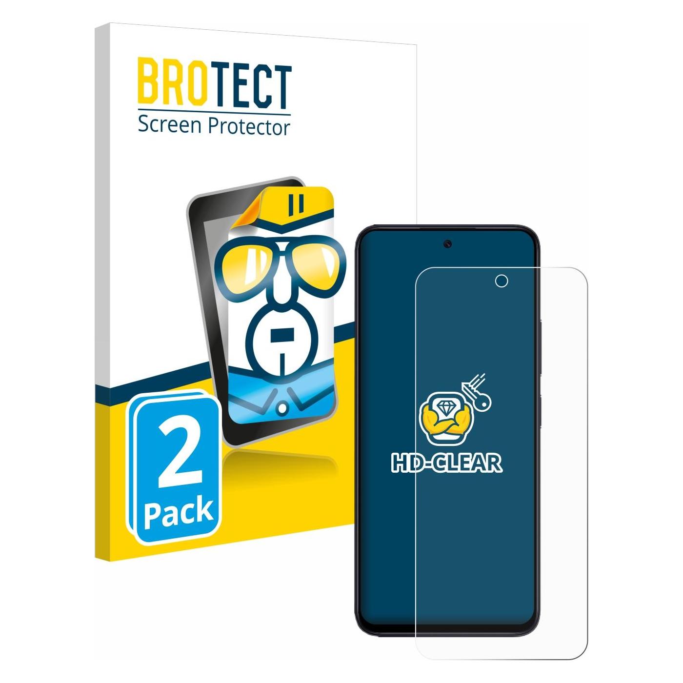Brotect Schermbeschermer Clear (2 Pcs., Xiaomi Redmi 12), Smartphone Beschermfolie, Transparant