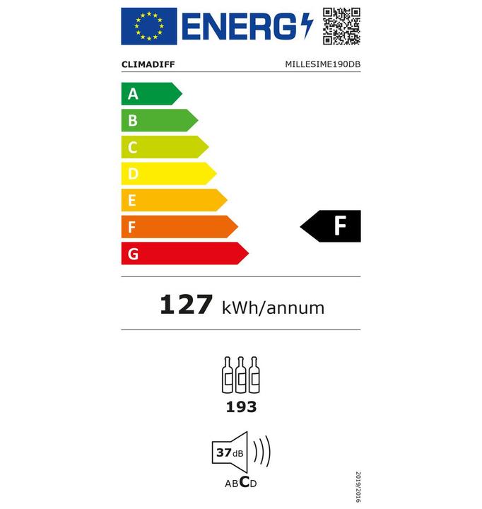 Label énergétique Climadiff Armoire à vin MILLESIME190DB