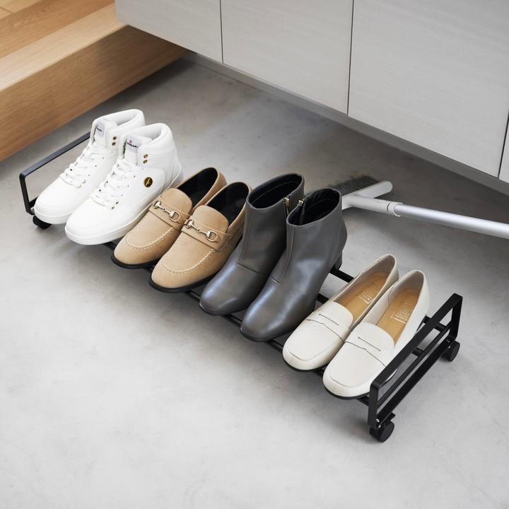 Actual product image Yamazaki TOWER shoe rack with castors