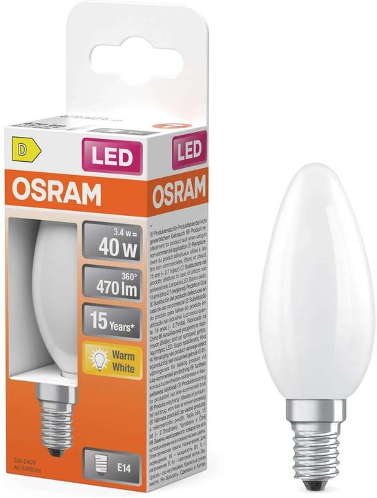 Image du produit Osram LED Leuchtmittel LED Retrofit CLASSIC B 3.4W 827 Frosted E14 Warm weiss 4099854467646 (E14, 470 lm, 1x)