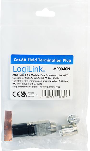 Produktbild LogiLink Feldkonfektionierbarer Stecker, Cat.6A, geschirmt, MPTL getestet (Netzwerkkabel Stecker)