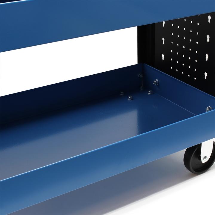 Image du produit Wiltec Servante d‘atelier 3 Niveaux Poignée Roues plastique Frein Étagère Rangement Bord surélevé Chariot (1 x)