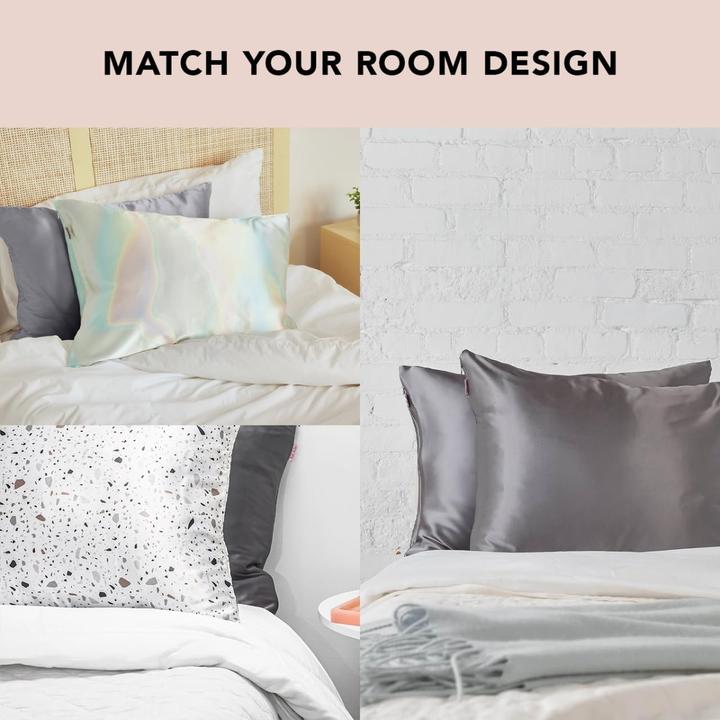 Actual product image Kitsch Satin Kissenbezug Charcoal (Pillowcase, 66 x 48 cm)