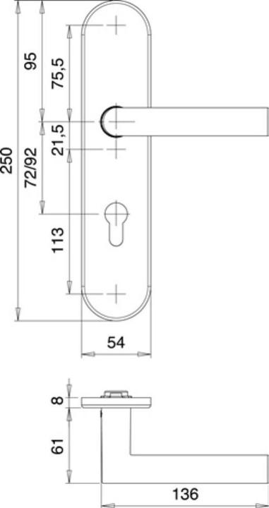 Produktbild EDI Schutzgarnitur Logo 8745/9203 Aluminium F1 92 mm 65-75 mm (Türgriff)
