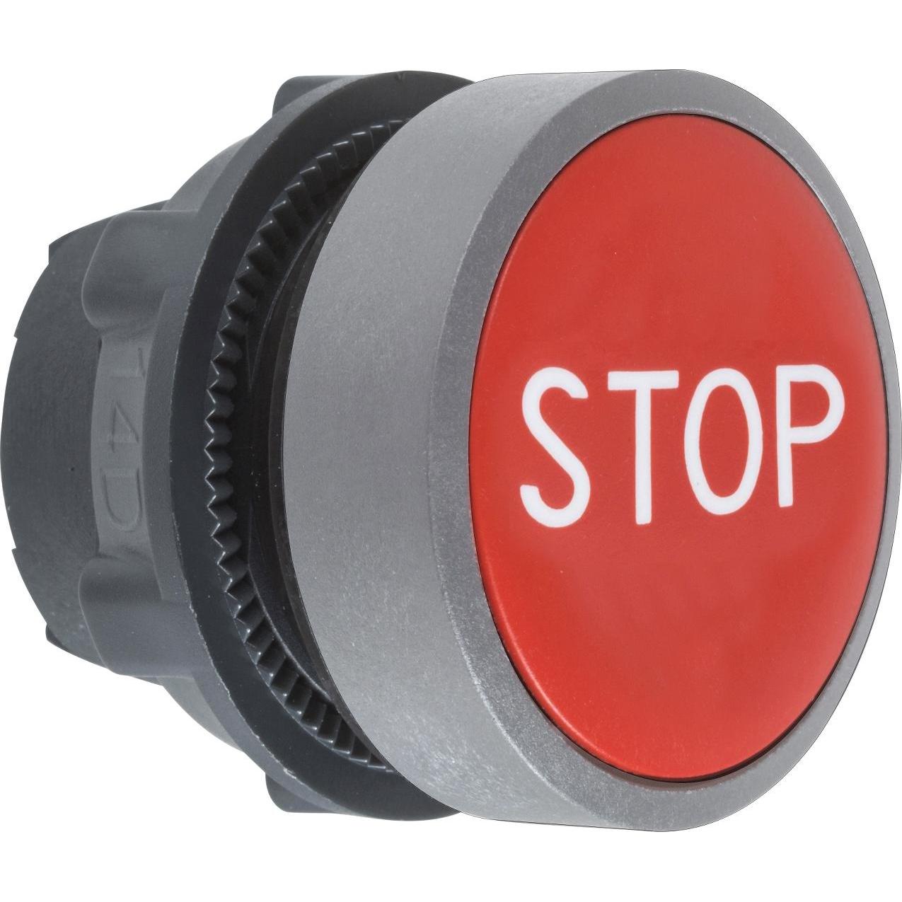 Schneider Electric Pulsante, frontale, etichetta STOP, ZB5AA434C0, Pulsante + Interruttore, Rosso, Nero, Grigio