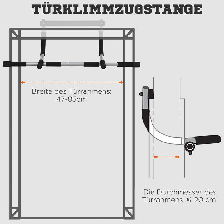 Produktbild Homcom Klimmzugstange, Trainings Halterung, Stahl, Schaumstoff, Schwarz+Grau, 92x40x17cm