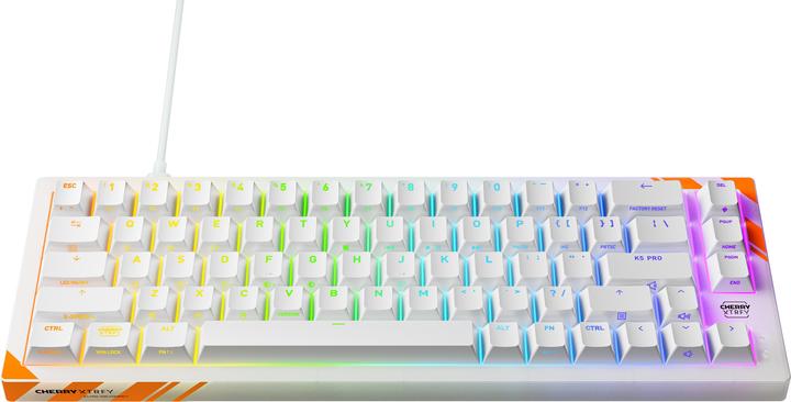 Produktbild CHERRY K5 PRO TMR COMPACT, Kabelgebunden, USB, Mechanischer Switch, QWERTY, RGB-LED, Orange, Weiss (US, Kabelgebunden)