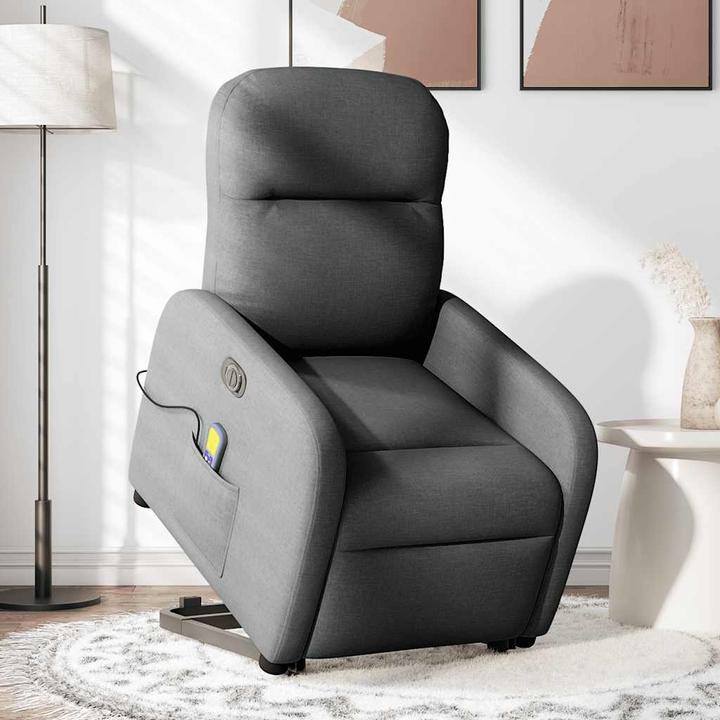 Immagine prodotto VidaXL Poltrona massaggiante elettrica con ausilio per la posizione eretta in tessuto grigio scuro
