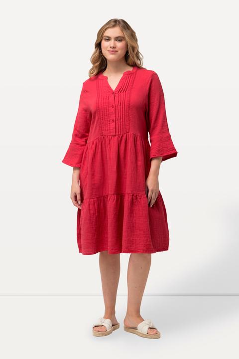 Produktbild Ulla Popken Musselin-Kleid, A-Linie, Tunika-Ausschnitt, 3/4-Arm (54)