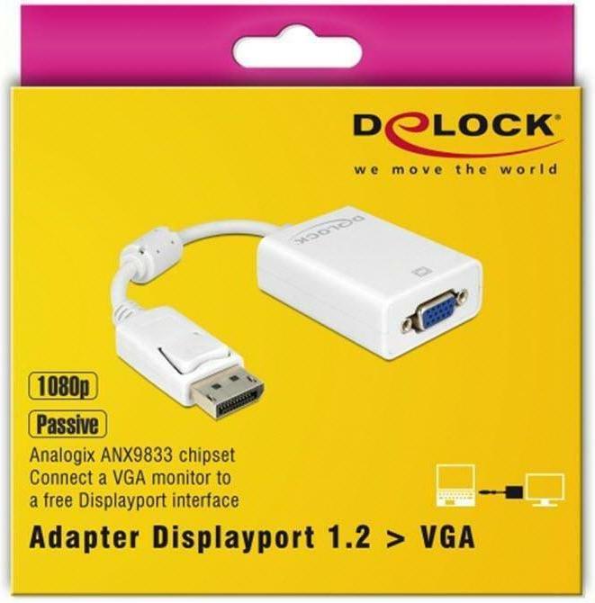 Produktbild Delock Monitoradapter DP zu VGA-Bu weiss (VGA, 12.12 cm)