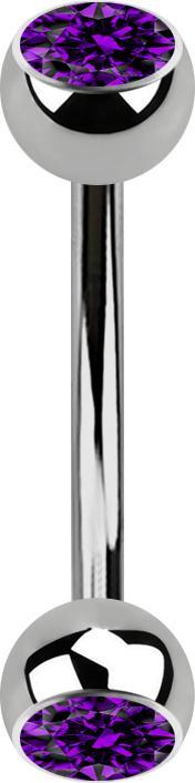Actual product image Star Piercing Banane silber mit zwei Kugeln Kristall violett (without brass, Titanium)