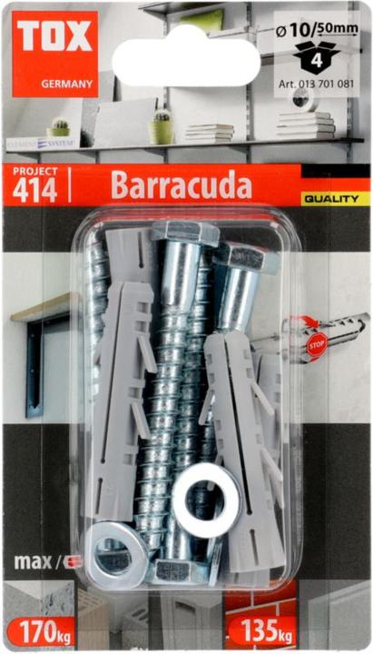 Image du produit Tox Chevilles à expansion Barracuda 10x50 mm, vis incluse 4 pièces (4 pcs)
